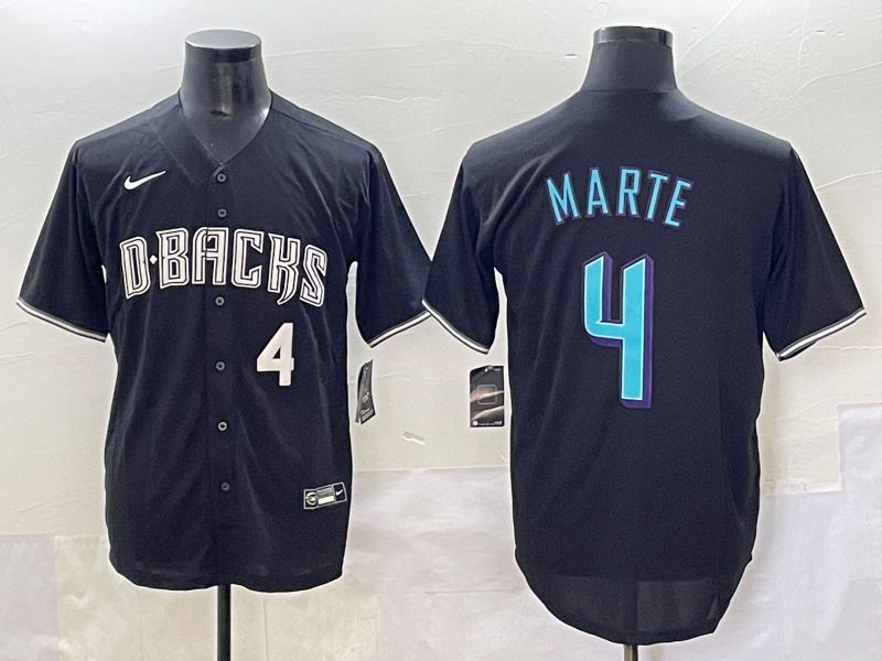 Men Arizona Diamondback #4 Marte Black Joint Name 2025 Nike MLB Jersey style 32